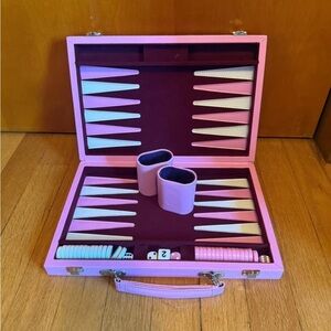 Pink and White Mini Backgammon Set